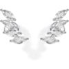 imagePAVOI 14K Gold Plated Sterling Silver Post Navette CZ Crawler Flat Back Earrings for Women  Small Cartilage Cubic Zirconia Stud Earring  Helix Piercing JewelryWhite Gold