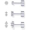 imagePAVOI 14K Gold Plated Sterling Silver Posts Dainty Mini MultiShape Flat Back Stud Earring Pack for Women  Helix Cartilage Piercing Jewelry3Pair Set