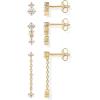 imagePAVOI 14K Gold Plated Sterling Silver Posts Dainty Stud and Dangle Chain Earring Pack for Women  Set of 3 Cubic Zirconia EarringsYellow Gold