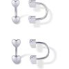 imagePAVOI 14K Gold Plated Sterling Silver Posts Double Half Huggie Earring Jacket Pack for Women  Gold Statement Loop Hoop Earring Set  Heart Ball Cubic Zirconia Screwback StudsHeart
