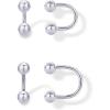 imagePAVOI 14K Gold Plated Sterling Silver Posts Double Half Huggie Earring Jacket Pack for Women  Gold Statement Loop Hoop Earring Set  Heart Ball Cubic Zirconia Screwback StudsBall