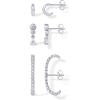 imagePAVOI 14K Gold Plated Sterling Silver Posts Multi Pack Earscape Statement Earrings for Women  Set of Three Minimalist Suspender Ear Cuff Huggie Stud Dangle Earrings PiercingsWhite Gold