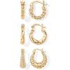 imagePAVOI 14K18K Yellow Gold Plated Sterling Silver Posts Three Pairs Small Hoop Earrings for Women  Statement Gold Hoop Earrings Set  Cubic Zirconia Rope Teardrop Chunky Huggie Earscape PiercingsYellow Gold