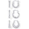 imagePAVOI 14K18K Yellow Gold Plated Sterling Silver Posts Three Pairs Small Hoop Earrings for Women  Statement Gold Hoop Earrings Set  Cubic Zirconia Rope Teardrop Chunky Huggie Earscape PiercingsWhite Gold
