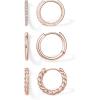 imagePAVOI 14K18K Yellow Gold Plated Sterling Silver Posts Three Pairs Small Hoop Earrings for Women  Statement Gold Hoop Earrings Set  Cubic Zirconia Rope Teardrop Chunky Huggie Earscape PiercingsRose Gold