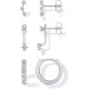 imagePAVOI 18K Gold Plated Sterling Silver Posts Three Pairs Statement Earrings for Women  Cubic Zirconia Gold Earring Pack  Front Back Ear Jacket Crawler Stud Huggie Piercing Jewelry SetEar Jacket