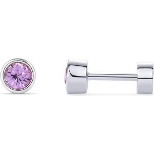 imagePAVOI 14K Gold Plated 925 Sterling Silver Post Colored Cubic Zirconia Flatback Earrings for Women  Small Cartilage Stud Earring  Helix Piercing JewelryPurple