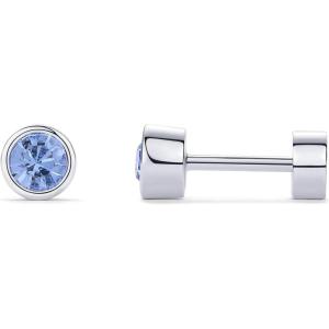 imagePAVOI 14K Gold Plated 925 Sterling Silver Post Colored Cubic Zirconia Flatback Earrings for Women  Small Cartilage Stud Earring  Helix Piercing JewelryBlue