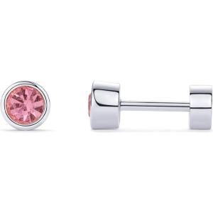 imagePAVOI 14K Gold Plated 925 Sterling Silver Post Colored Cubic Zirconia Flatback Earrings for Women  Small Cartilage Stud Earring  Helix Piercing JewelryPink