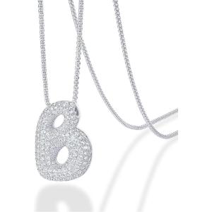 imagePAVOI 14K Gold Plated Cubic Zirconia Bubble Letter Initial Necklaces for Women  Gold Balloon Necklace Letter  Chunky Pendant NecklacesB