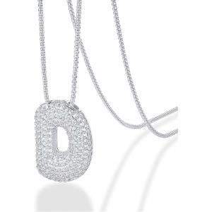 imagePAVOI 14K Gold Plated Cubic Zirconia Bubble Letter Initial Necklaces for Women  Gold Balloon Necklace Letter  Chunky Pendant NecklacesD