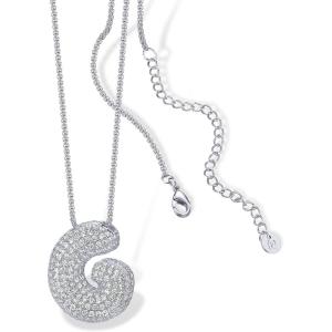 imagePAVOI 14K Gold Plated Cubic Zirconia Bubble Letter Initial Necklaces for Women  Gold Balloon Necklace Letter  Chunky Pendant NecklacesG