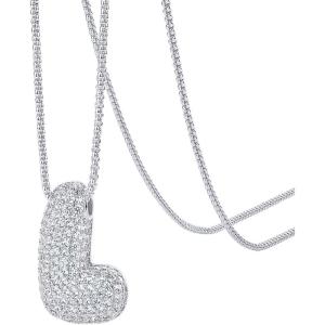 imagePAVOI 14K Gold Plated Cubic Zirconia Bubble Letter Initial Necklaces for Women  Gold Balloon Necklace Letter  Chunky Pendant NecklacesL