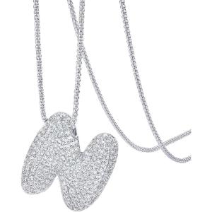 imagePAVOI 14K Gold Plated Cubic Zirconia Bubble Letter Initial Necklaces for Women  Gold Balloon Necklace Letter  Chunky Pendant NecklacesN