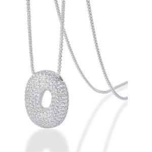 imagePAVOI 14K Gold Plated Cubic Zirconia Bubble Letter Initial Necklaces for Women  Gold Balloon Necklace Letter  Chunky Pendant NecklacesO