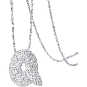 imagePAVOI 14K Gold Plated Cubic Zirconia Bubble Letter Initial Necklaces for Women  Gold Balloon Necklace Letter  Chunky Pendant NecklacesQ