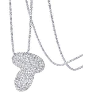 imagePAVOI 14K Gold Plated Cubic Zirconia Bubble Letter Initial Necklaces for Women  Gold Balloon Necklace Letter  Chunky Pendant NecklacesT