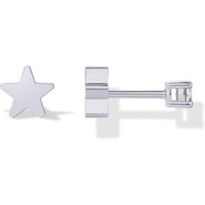 imagePAVOI 14K Gold Plated Double Sided Star and Heart Flat Back Stud Earrings for Women with Cubic Zirconia  Celestial Earring Screw Back PairStar