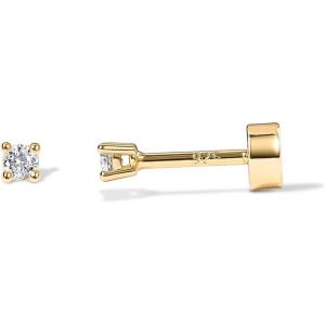 imagePAVOI 14K Gold Plated Solid 925 Sterling Silver Post Cubic Zirconia Stud Flat Back Earrings for Women  Cartilage Earring  Helix Piercing Jewelry  Small Stud Earrings for WomenYellow Gold