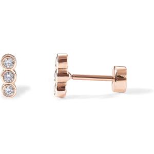 imagePAVOI 14K Gold Plated Solid 925 Sterling Silver Post Flat Back Stud Earrings for Women  Cartilage Helix Piercing  Cubic Zirconia EarringsRose Gold