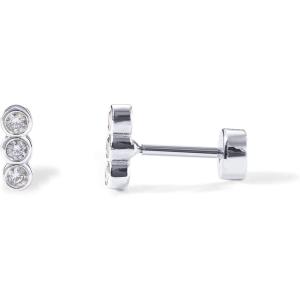 imagePAVOI 14K Gold Plated Solid 925 Sterling Silver Post Flat Back Stud Earrings for Women  Cartilage Helix Piercing  Cubic Zirconia EarringsWhite Gold