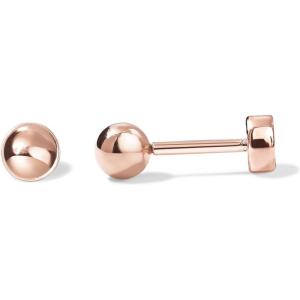 imagePAVOI 14K Gold Plated Solid 925 Sterling Silver Posts Dainty Ball Stud Flatback Earrings for Women  Cartilage Helix Piercing Jewelry  Small Screwbacks Stud Earrings for WomenRose Gold