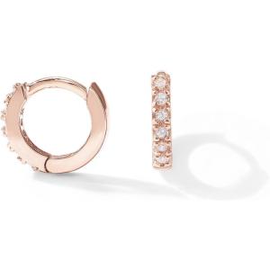 imagePAVOI 14K Gold Plated Sterling Silver Posts Cubic Zirconia Mini Huggie Earrings for Women  Tiny Cartilage Helix Huggie Hoop EarringsCubic Zirconia