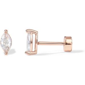 imagePAVOI 14K Gold Plated Sterling Silver Posts Dainty Mini MultiShape Flat Back Stud Earring Pack for Women  Helix Cartilage Piercing JewelryMarquise