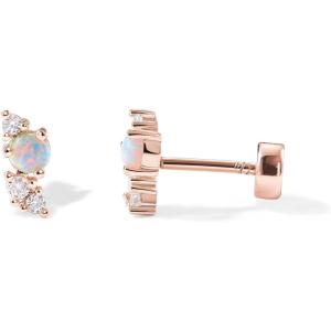imagePAVOI 14K Gold Plated Sterling Silver Posts Dainty Mini MultiShape Flat Back Stud Earring Pack for Women  Helix Cartilage Piercing JewelryOpal