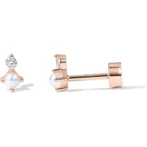 imagePAVOI 14K Gold Plated Sterling Silver Posts Dainty Mini MultiShape Flat Back Stud Earring Pack for Women  Helix Cartilage Piercing JewelryPearl