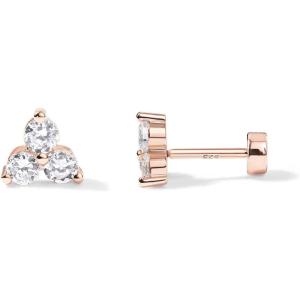 imagePAVOI 14K Gold Plated Sterling Silver Posts Dainty Mini MultiShape Flat Back Stud Earring Pack for Women  Helix Cartilage Piercing JewelryTrinity
