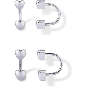 imagePAVOI 14K Gold Plated Sterling Silver Posts Double Half Huggie Earring Jacket Pack for Women  Gold Statement Loop Hoop Earring Set  Heart Ball Cubic Zirconia Screwback StudsHeart