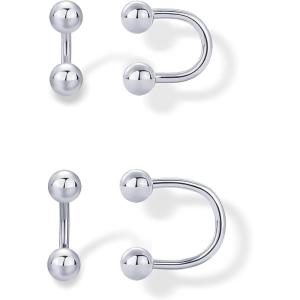 imagePAVOI 14K Gold Plated Sterling Silver Posts Double Half Huggie Earring Jacket Pack for Women  Gold Statement Loop Hoop Earring Set  Heart Ball Cubic Zirconia Screwback StudsBall