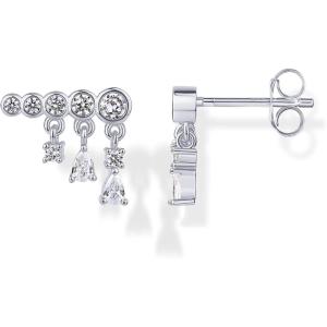 imagePAVOI 14K Gold Plated Sterling Silver Posts Drop Dangle Cubic Zirconia Stud Earrings for Women  Gold Statement Gradient Crawler Studs EarringBezel