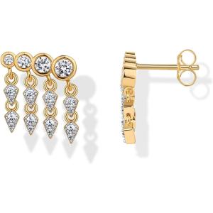 imagePAVOI 14K Gold Plated Sterling Silver Posts Drop Dangle Cubic Zirconia Stud Earrings for Women  Gold Statement Gradient Crawler Studs EarringCascade