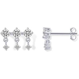 imagePAVOI 14K Gold Plated Sterling Silver Posts Drop Dangle Cubic Zirconia Stud Earrings for Women  Gold Statement Gradient Crawler Studs EarringUniform