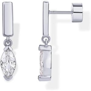 imagePAVOI 14K Gold Plated Sterling Silver Posts Mini Bar Drop Dangle Flatback Earrings for Women  Dainty Helix Cartilage Piercing Jewelry  Baguette Bezel Marquise Pearl Cubic Zirconia Screwback Stud EarringsMarquise