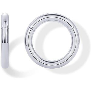 imagePAVOI 14K Gold Plated Titanium Clicker Hoop Earrings for Women Men  Hinged Huggie Earring  Cartilage Helix Nose Ring Tragus Rook Septum Piercing Jewelry 161820 GaugesTitanium