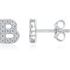 imagePAVOI 14K Gold Plated 925 Sterling Silver Cubic Zirconia Initial Letter Stud Earrings for Women  Simulated Diamond Alphabet Letter Earrings B