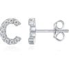 imagePAVOI 14K Gold Plated 925 Sterling Silver Cubic Zirconia Initial Letter Stud Earrings for Women  Simulated Diamond Alphabet Letter Earrings C