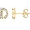 imagePAVOI 14K Gold Plated 925 Sterling Silver Cubic Zirconia Initial Letter Stud Earrings for Women  Simulated Diamond Alphabet Letter Earrings D