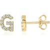 imagePAVOI 14K Gold Plated 925 Sterling Silver Cubic Zirconia Initial Letter Stud Earrings for Women  Simulated Diamond Alphabet Letter Earrings G