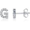 imagePAVOI 14K Gold Plated 925 Sterling Silver Cubic Zirconia Initial Letter Stud Earrings for Women  Simulated Diamond Alphabet Letter Earrings G