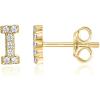 imagePAVOI 14K Gold Plated 925 Sterling Silver Cubic Zirconia Initial Letter Stud Earrings for Women  Simulated Diamond Alphabet Letter Earrings I