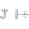 imagePAVOI 14K Gold Plated 925 Sterling Silver Cubic Zirconia Initial Letter Stud Earrings for Women  Simulated Diamond Alphabet Letter Earrings J