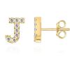 imagePAVOI 14K Gold Plated 925 Sterling Silver Cubic Zirconia Initial Letter Stud Earrings for Women  Simulated Diamond Alphabet Letter Earrings J