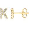 imagePAVOI 14K Gold Plated 925 Sterling Silver Cubic Zirconia Initial Letter Stud Earrings for Women  Simulated Diamond Alphabet Letter Earrings K