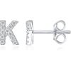 imagePAVOI 14K Gold Plated 925 Sterling Silver Cubic Zirconia Initial Letter Stud Earrings for Women  Simulated Diamond Alphabet Letter Earrings K