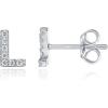 imagePAVOI 14K Gold Plated 925 Sterling Silver Cubic Zirconia Initial Letter Stud Earrings for Women  Simulated Diamond Alphabet Letter Earrings L