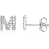 imagePAVOI 14K Gold Plated 925 Sterling Silver Cubic Zirconia Initial Letter Stud Earrings for Women  Simulated Diamond Alphabet Letter Earrings M